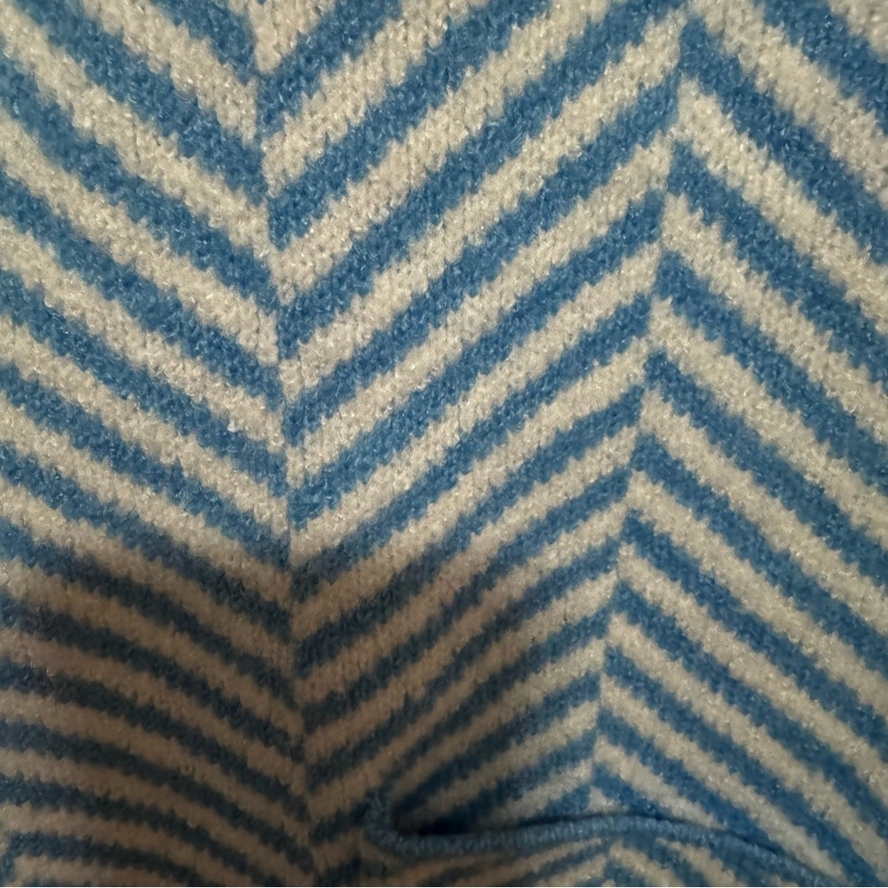 Camille - Blue/White Chevron Women's Open Front Cardigan Sweater - size S - Picture 14 of 14